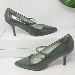 Boden Womens Green Patent Leather Kitten Heels 38 US 7 Mary Jane Mod 60s Pointed